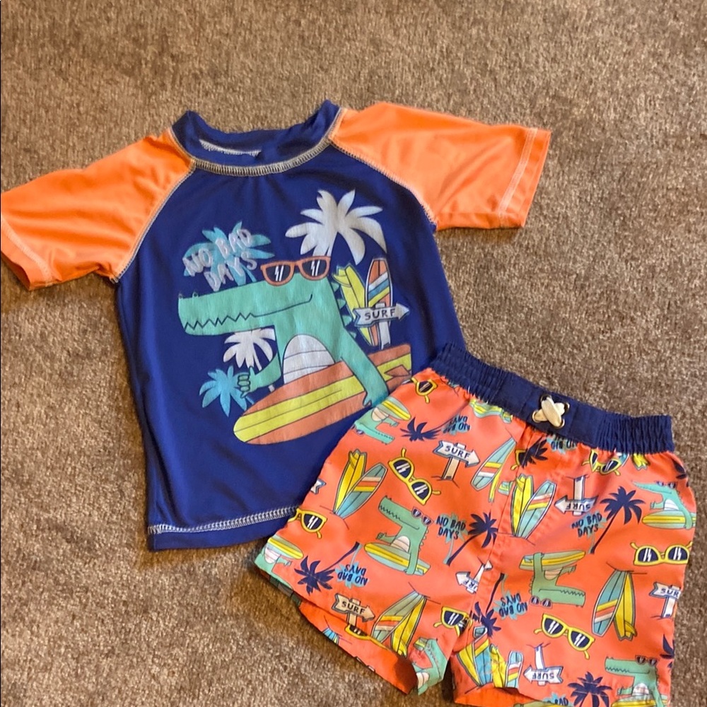 Infant Size 12 Months 2 Piece Swim Suit Quad Seven
